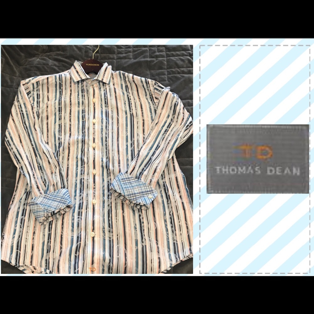 Thomas Dean multistripes button down size 14/16